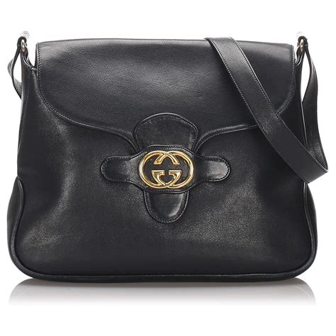 gucci vintage black purse|vintage gucci purse black leather.